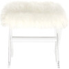 Keely Sheepskin X-Bench, White/Clear - Accent Seating - 1 - thumbnail