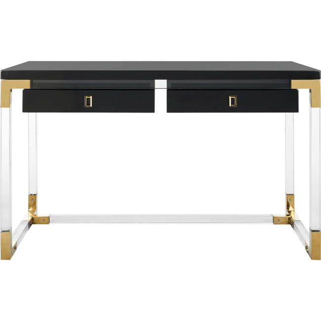 Dariela Acrylic Desk, Black/Gold