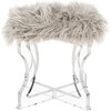 Delcie Sheepskin Ottoman, Grey/Clear - Accent Seating - 1 - thumbnail