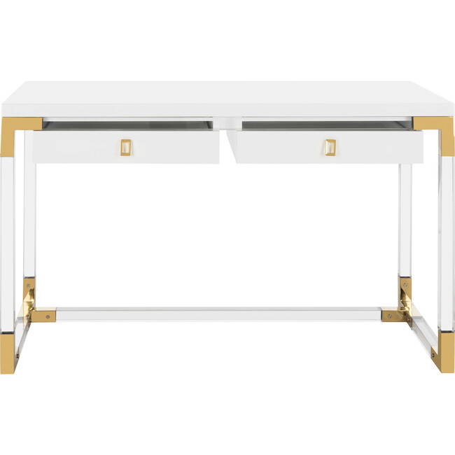 Dariela Acrylic Desk, White/Gold - Desks - 1