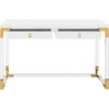 Dariela Acrylic Desk, White/Gold - Desks - 1 - thumbnail