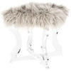 Delcie Sheepskin Ottoman, Grey/Clear - Accent Seating - 2