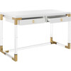 Dariela Acrylic Desk, White/Gold - Desks - 3 - thumbnail