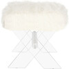 Keely Sheepskin X-Bench, White/Clear - Accent Seating - 5 - thumbnail