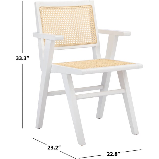 Set of 2 Hattie French Cane Arm Chair, White - Accent Seating - 9