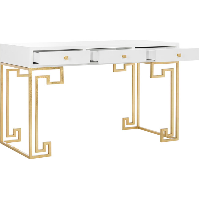 Valeria Writing Desk, White/Gold - Desks - 4