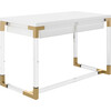 Dariela Acrylic Desk, White/Gold - Desks - 6 - thumbnail