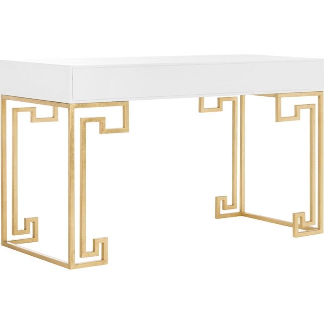 Valeria Writing Desk, White/Gold - Desks - 6