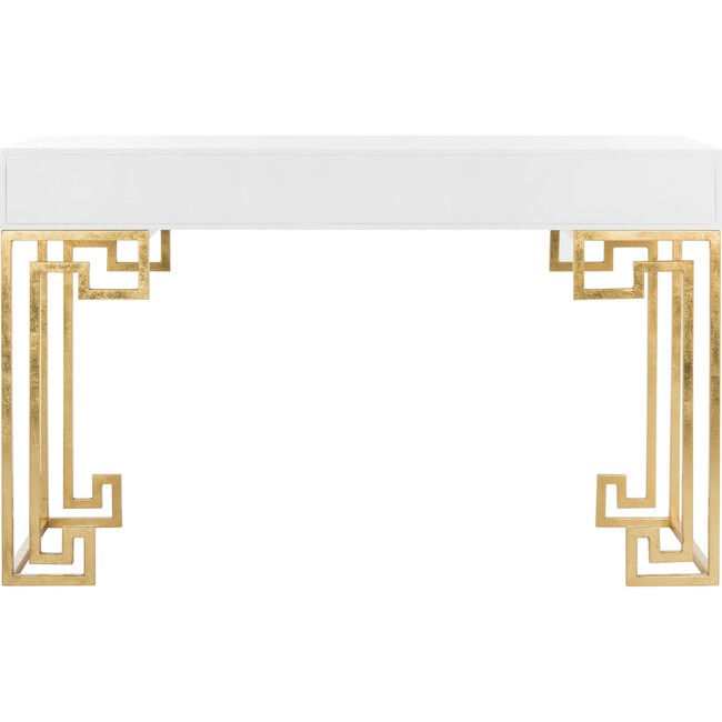 Valeria Writing Desk, White/Gold - Desks - 7