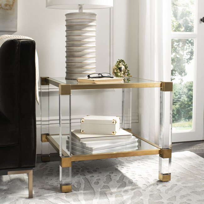Angie Acyrlic End Table, Brass