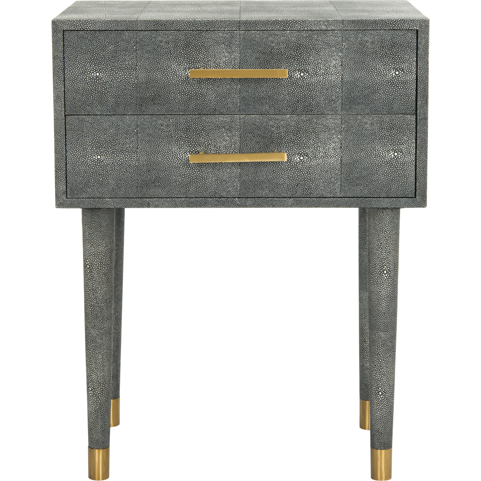 Nour Faux Shagreen End Table, Dark Grey - Nightstands - 1