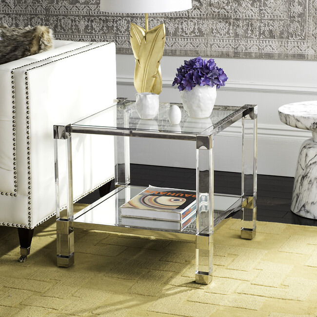 Angie Acyrlic End Table, Silver