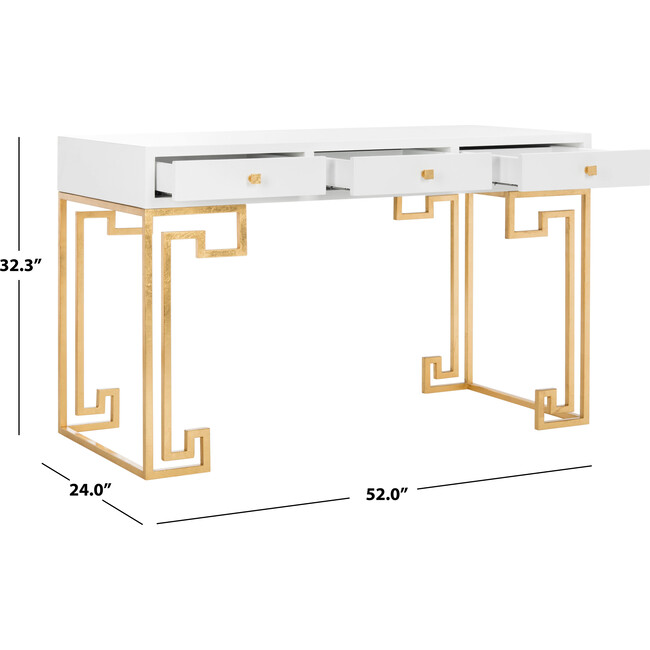 Valeria Writing Desk, White/Gold - Desks - 8