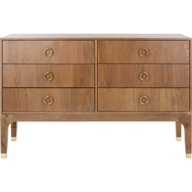 Lorna 6 Drawer Contemporary Dresser, Rustic Oak
