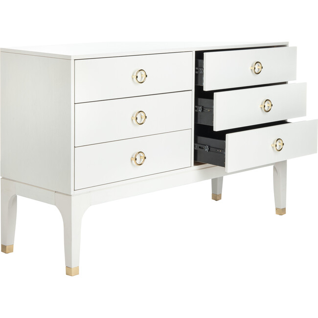Lorna 6 Drawer Contemporary Dresser, White - Dressers - 4