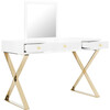 Yesenia Vanity Table, White/Gold - Desks - 5