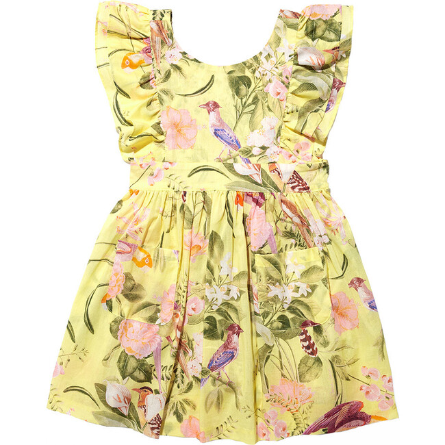 Sage Dress, Tropical Birds Yellow - Dresses - 1 - zoom