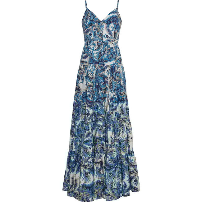 Women's Nathali Dress, Scroll Paisley Blue