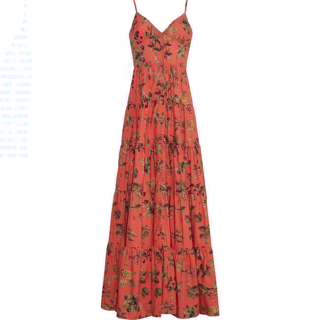 Women's Nathali Dress, Botanical Allover Coral