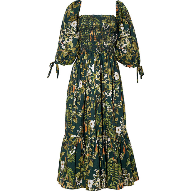 Women's Jazzy Dress, Botanical Birds Emerald - Dresses - 1 - zoom