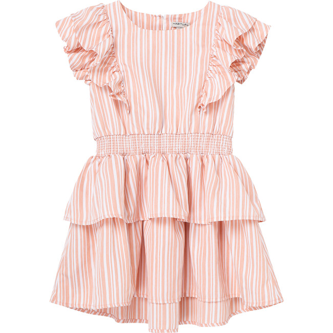 Ruffled Tiered Dress, Coral