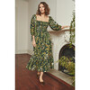 Women's Jazzy Dress, Botanical Birds Emerald - Dresses - 2 - thumbnail
