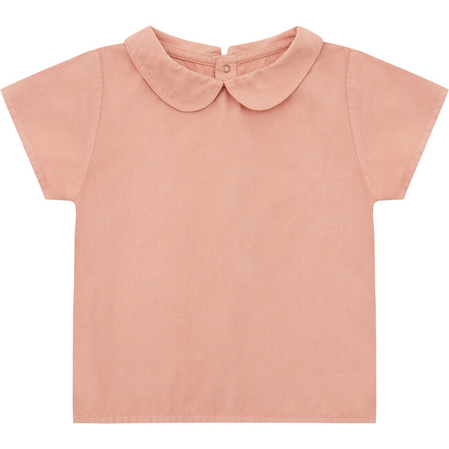 Organic Short Sleeve Woven Collared Shirt, Lazy Pink - Shirts - 1
