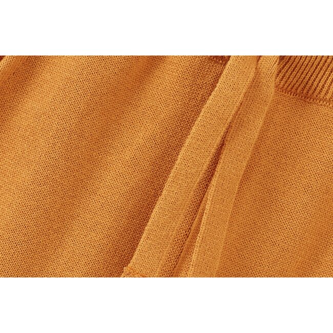Organic Cotton Knit Wide Leg Trousers, Dark Ochre - Pants - 2