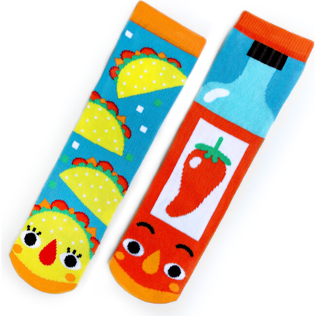 Taco & Hot Sauce Cool Mismatched Spicy Food Socks