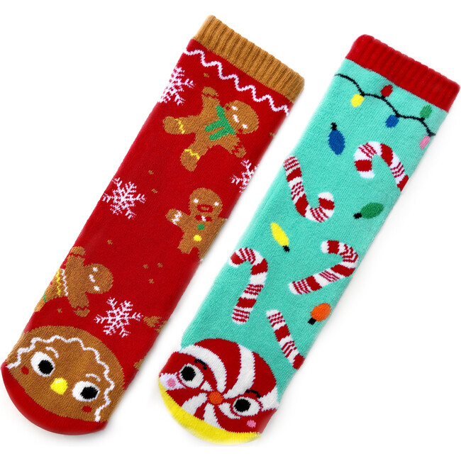Christmas Gingerbread & Candy Cane Mismatched Socks