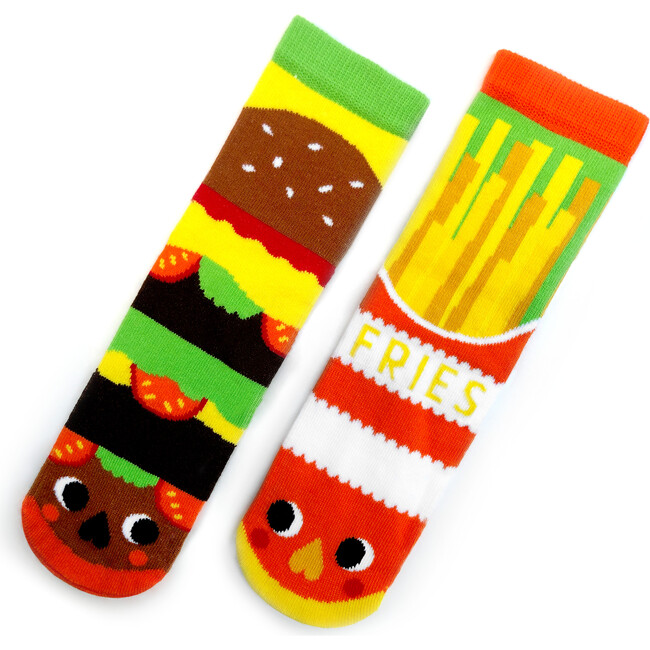 Burger & Fries Fun Mismatched Food Socks