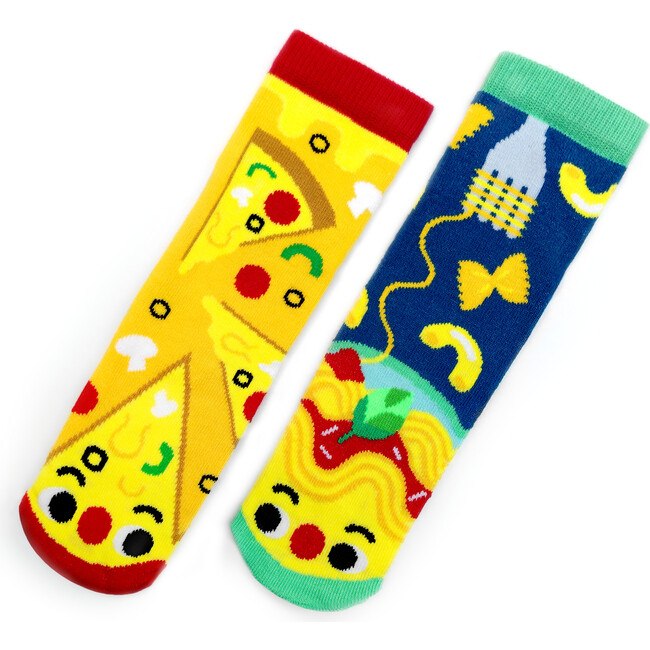 Cheesy Pizza & Pasta Mismatched Food Socks for Carb Lovers