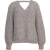 Women's Tessa Sweater, Pale Grey W/ Beads - Sweaters - 1 - thumbnail