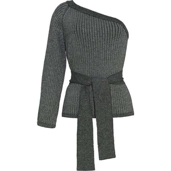 Women's Nova Sweater, Graphite With Silver Lurex