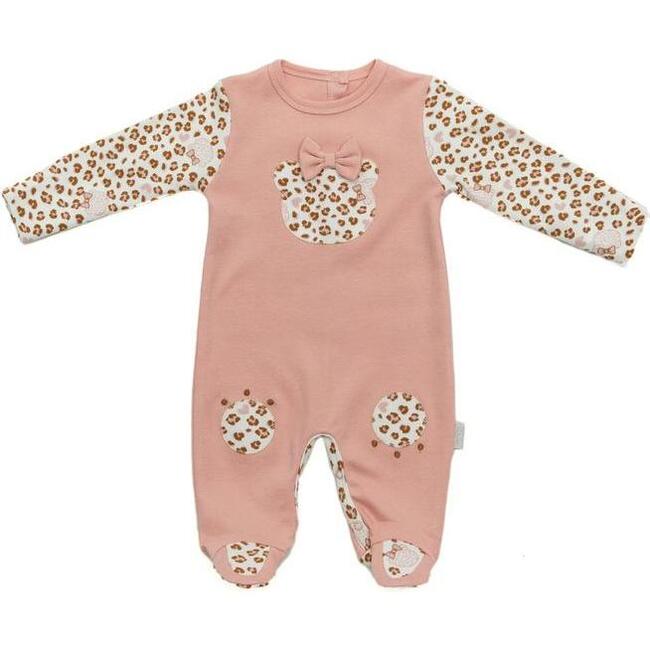 Leopard Overall Romper, Pink - Rompers - 1