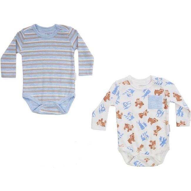 2pc Bear and Friends Bodysuits, Blue