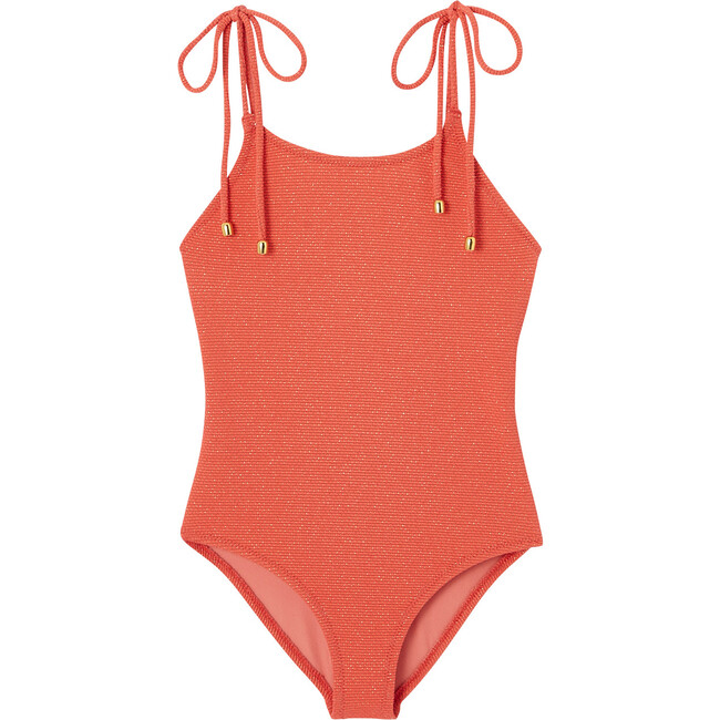 Bahamas Lurex One Piece, Clementine, Coral, and Gold