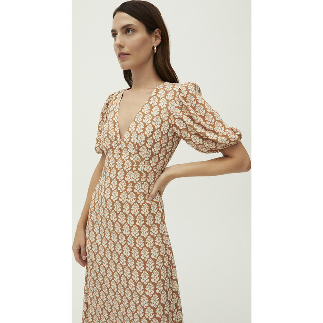 Women's Irina Dress, Floral Stamp Camel