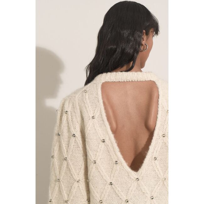 Women's Zaria Sweater, Ivory W/ Beads - Sweaters - 2
