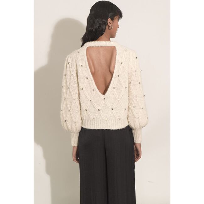 Women's Zaria Sweater, Ivory W/ Beads - Sweaters - 4