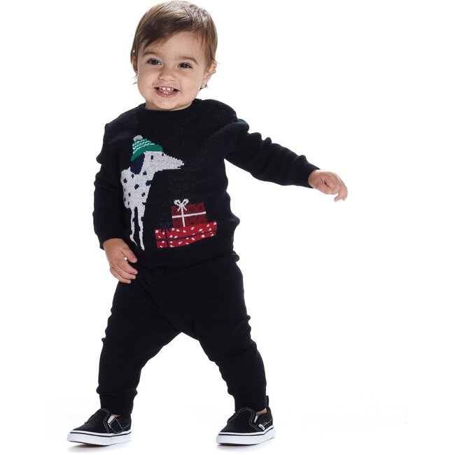 Baby Holiday Dog Sweater Set, Black