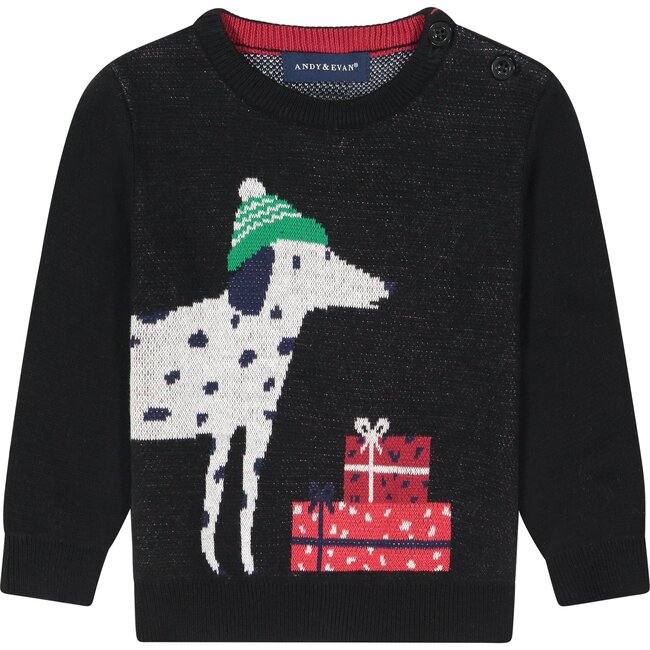 Baby Holiday Dog Sweater Set, Black - Sweaters - 5