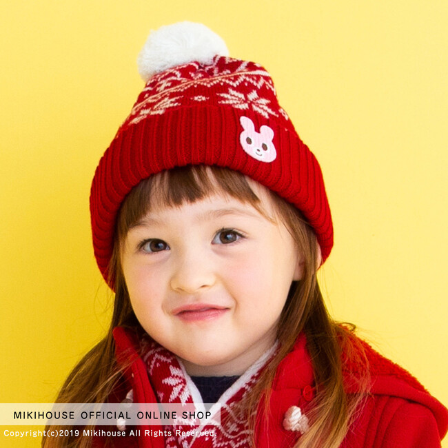 Nordic Knit Beanie, Red - Hats - 2