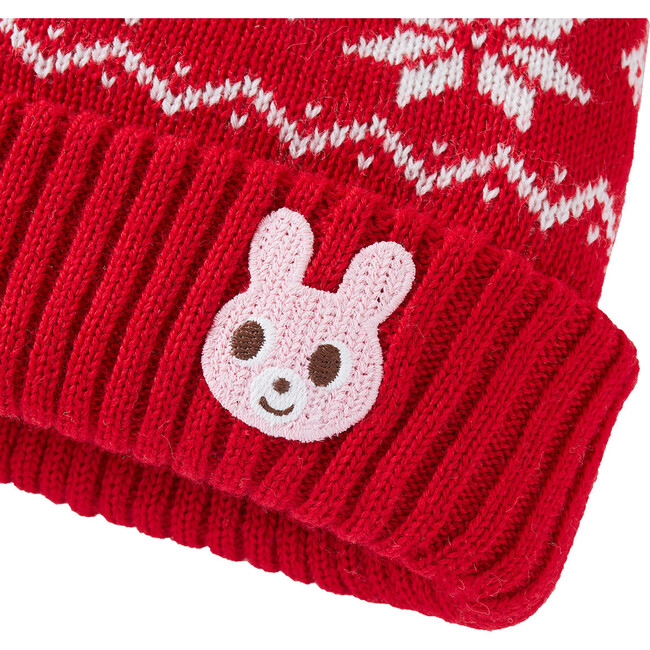 Nordic Knit Beanie, Red - Hats - 6