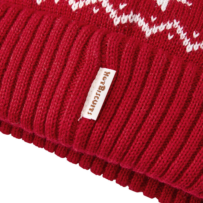 Nordic Knit Beanie, Red - Hats - 8