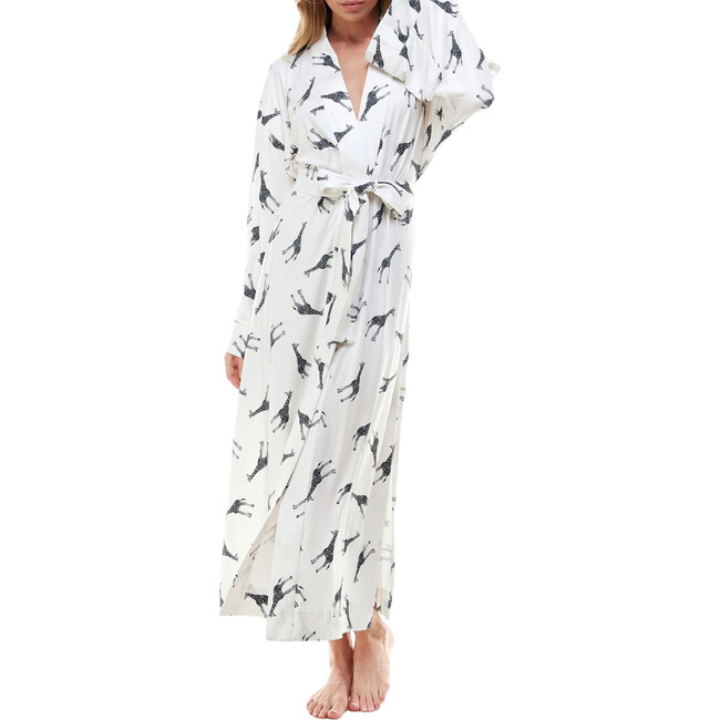 Women's Kaia Kimono Robe, Ivory Giraffe - Robes - 1