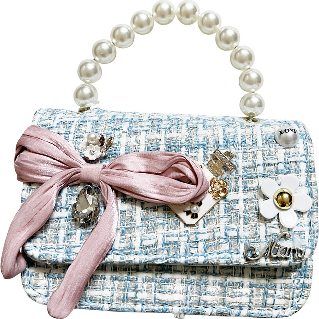Tweed Fancy Purse With Charms, Blue