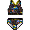 Kara 2 Piece Bikini, Black Tropical Panther - Mixed Apparel Set - 1 - thumbnail