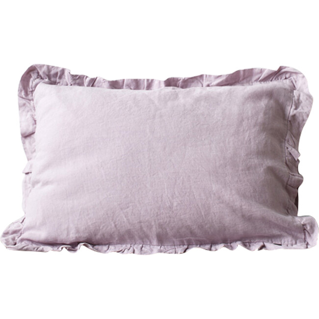 Frilled Linen Pillowcase, Pink Lavender