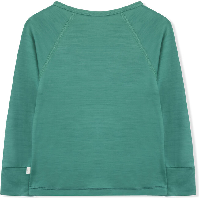 Long Sleeve Shirt, Green Merino Wool - Tees - 3